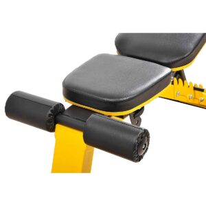 HulkFit HFAD-BMON Adjustable and Foldable 1,000 Pound Capacity Utility Weight Bench for Upright, Incline, Decline, and Flat Exercise, Yellow