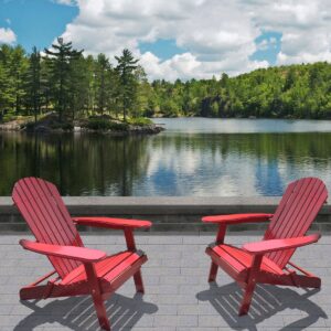 Northbeam Outdoor Lawn Garden Portable Foldable Wooden Adirondack Accent Chair, Deck, Porch, and Patio Seating with 250 Pound Capacity, Red