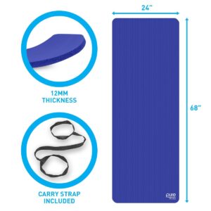 Pure Fitness Deluxe Yoga Mat - Iris Blue (12mm)