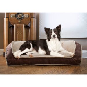 Arlee Home Fashions Orthopedic Rectangle Bolster Sofa and Couch Style Dog Bed - Charcoal - 35x22