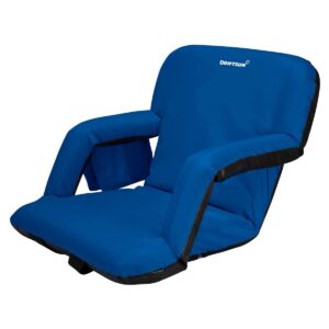 Driftsun Foldable Stadium Seat for Bleachers with Back Support, Reclining Stadium Chair for Bleachers Lawns and Backyards, 20 Inch Width, Blue