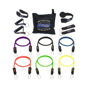 Bodylastics Max Tension XT 15 Piece Full Body Exercise Equipment Set with Weight Resistance Bands, Handles, Anchors, and Steel Wall 8 Prong Rack