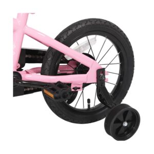 JOYSTAR Totem Series 16-Inch Ride-On Kids Bike with Coaster Braking, Training Wheels & Kickstand, Pink