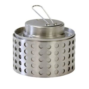 Self Reliance Outfitters Pathfinder Compact Stainless Steel Alcohol Stove with Lid, Flame Regulator, and Stove Ring for Camping, Hiking, and Hunting