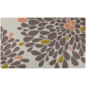 Drymate Dog and Cat Feeding Placemat - Floral Brown & Coral