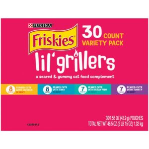 Friskies Lil Grillers Chicken, Turkey, Ocean Fish & Tuna In Gravy Wet Cat Food Variety Pack - 1.55oz/30ct