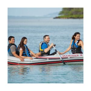 Intex Mariner 4-Person Inflatable River Lake Dinghy Boat with Pump and Oars Set