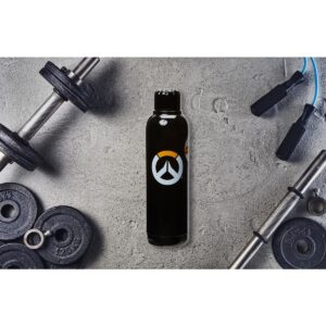 Just Funky Overwatch Logo Black Double Wall Stainless Steel Water Bottle | Holds 17 Ounces