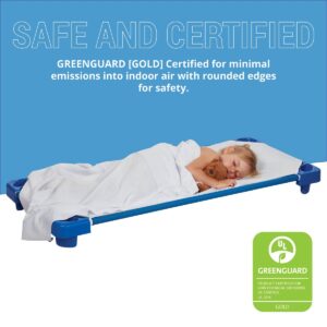 ECR4Kids Toddler Naptime Cot, Stackable Daycare Sleeping Cot for Kids, Ready-to-Assemble, Blue, Set of 6