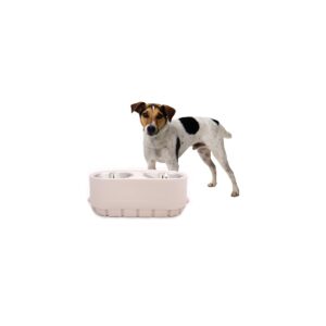 Pet Zone Store-N-Feed Pet Feeder Cat/Dog Bowl - White - 15lbs