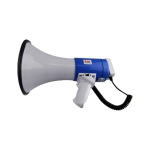 Nippon America ER-1091BT Rechargeable Megaphone Bullhorn Loudspeaker Speaker w/ Built In Siren, Volume Control, Audio Recorder, Music Stream, 50 Watts