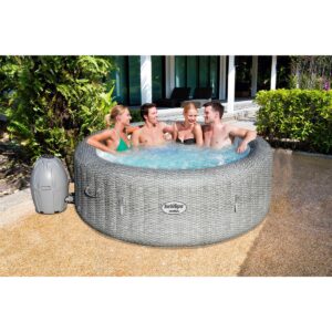 Bestway 54295 SaluSpa AirJet 6 Person Honolulu Inflatable Outdoor Portable Hot Tub Spa with Cover, Pump, and Built In Filtration System