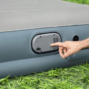 Bestway AlwayzAire Gray 14 Inch Indoor Outdoor Camping Inflatable Air Mattress Bed with Rechargeable USB Electric Built In Pump, Queen