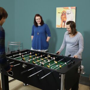 Sunnydaze Indoor Modern Style Foosball Soccer Game Table with Drink Holders and Manual Scorers - 55" - Black