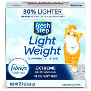 Fresh Step Lightweight Extreme Scented Litter with the Power of Febreze Clumping Cat Litter- 15.4lb