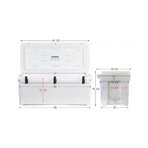 Engel 123 High Performance 108-Quart Portable Durable Rotomolded Airtight 130 Can Hard Cooler and Ice Box for Camping, Sports Events, & Fishing, White
