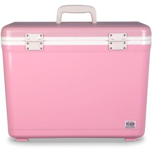 Engel 30-Quart 48 Can Portable Leak-Proof Compact Lightweight Insulated Airtight Hard Drybox Cooler for Fishing, Hunting, and Camping, Pink