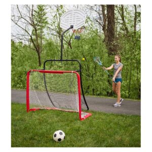 HearthSong - All-in-1 Outdoor Sports Set for Kids: Basketball, Baseball, Lacrosse, & Soccer