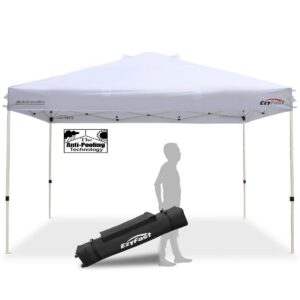 EzyFast 14 x 10 Foot Large Outdoor Waterproof Pop Up Canopy for Rain or Shine w/ Carry Bag, White