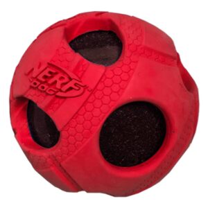 NERF Bash Rubber Wrapped Tennis Ball Dog Toy - Red - 3"