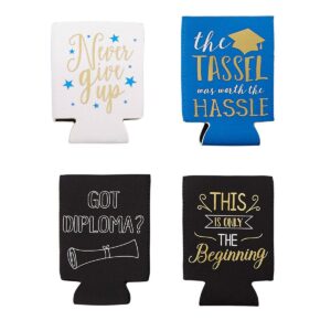 Juvale 12 Pack 2021 Graduation Can Cooler Sleeves, 12 oz Insulated Beer & Soda Koozies Holder, Grad Party Favors & Gifts