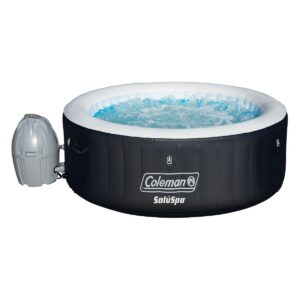 Coleman 13804-BW SaluSpa 4 Person Portable Inflatable Outdoor Round Hot Tub Spa with Air Jets, Pump, and 12 Replacement Filter Cartridges, Black