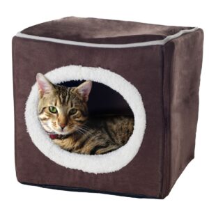 Pet Pal Cozy Cave Enclosed Cube Pet Bed - Dark Coffee