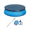 Intex Swimming Pool Maintenance Kit w Vacuum & Pole & 15 Ft Easy Set Pool Cover
