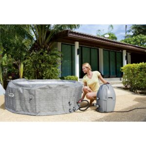 Bestway 54295 SaluSpa AirJet 6 Person Honolulu Inflatable Outdoor Portable Hot Tub Spa with Cover, Pump, and Built In Filtration System