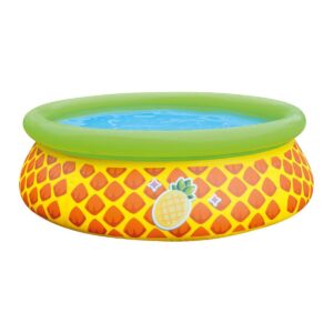 JLeisure Outdoor Blow Up Inflatable 16 Inch Deep Round Above Ground Splash Kiddie Swimming Wading Pool for Babies and Toddlers, Pineapple Print