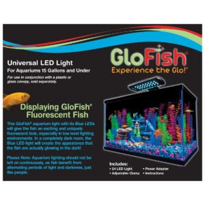 GloFish Universal LED Light, For Aquariums Up To 15 Gallons, With Color-Enhancing Blue LEDs