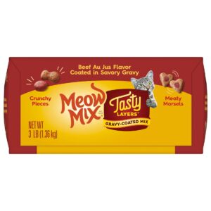 Meow Mix Tasty Layers Beef Flavor and Savory Gravy Dry Cat Food - 3lbs