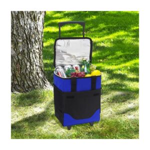 Picnic at Ascot 32 Can Collapsible Rolling Insulated Cooler - Royal Blue