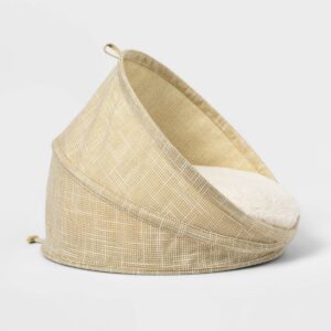 Collapsible Cave Covered Dog and Cat Bed - S - Yellow - Boots & Barkley™