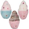 HuggleHounds HuggleHappy Birthday Plush Cupcakes Durable Toys for Dogs, 3 Count