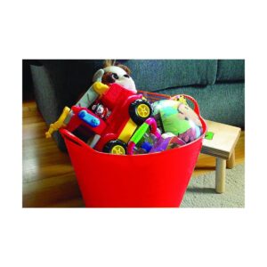 Little Giant FT11RED 11-Gallon Heavy-Duty Farm Bucket Rubber Flex Tub with Handles, Red