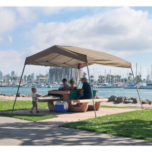 Z-Shade 12 x 14 Foot Panorama Instant Pop Up Canopy Tent Outdoor Shelter Tent with Reliable Stakes, Steel Frame, and Rolling Bag, Tan