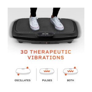 LifePro LP-TRB-BLK Portable Home Training Fitness Exercise Workout Turbo 3D Vibration Plate Platform Equipment Machine Set w/ Resistance Bands, Black