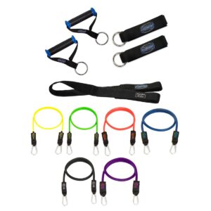 Bodylastics Max Tension 11 Piece Full Body Exercise Equipment Set with Anti Snap Weight Resistance Bands, Handles, Ankle Straps, and Anchors