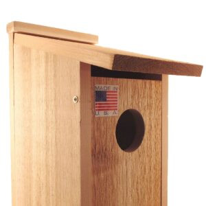 Woodlink 24338 Wooden Screech Owl Kestrel Bird House Nesting Box with Wood Shavings