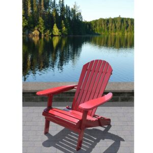 Northbeam Outdoor Lawn Garden Portable Foldable Wooden Adirondack Accent Chair, Deck, Porch, and Patio Seating with 250 Pound Capacity, Red