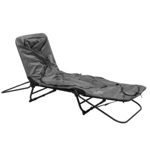 Kamp-Rite Original 1 Person Grey Easy Setup Tent Cot Folding Bed Bundle with Valuables Storage Bag