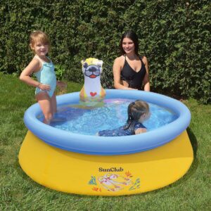 JLeisure Sun Club 12011 5 Foot x 16.5 Inch 1 to 2 Person Capacity Sea Otter Spray 3D Above Ground Kid Inflatable Outdoor Swimming Pool