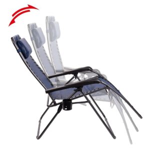 Timber Ridge FC-630-68080 Zero Gravity Locking Outdoor Patio Sun Lounger Recliner Lounge Chair with Cupholder, Blue (2 Pack)
