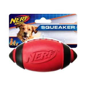 NERF Classic Squeak Football Dog Toy - Red - 5"
