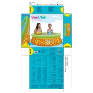 JLeisure Outdoor Blow Up Inflatable 16 Inch Deep Round Above Ground Splash Kiddie Swimming Wading Pool for Babies and Toddlers, Pineapple Print