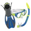 U.S. Divers Dorado II Junior Mask, ProFlex Fins, Seabreeze DX Snorkel Youth Set, Small Fins Fit Kids Sizes 9 to 13, Blue/Yellow