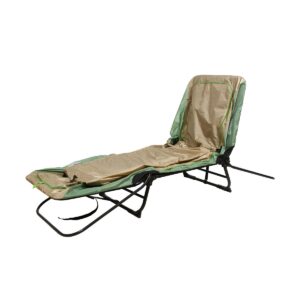 Kamp-Rite Original Portable Durable Cot, Converts into Cot, Chair, or Tent w/ Easy Setup, Waterproof Rainfly & Carry Bag Included, Green/Tan