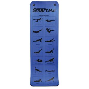 Prism Fitness 16mm Thick Smart Self-Guided Stretching and Exercise Mat for Yoga, Pilates, and Stretching, Blue