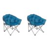 Mac Sports Folding Padded Outdoor Club Chair with Carry Bag, Blue/Black (2 Pack)
